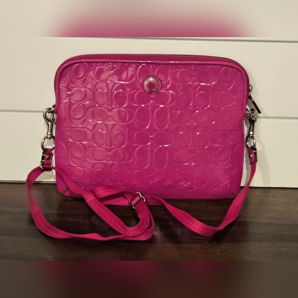 Coach Pink Patent Signature Crossbody Bag